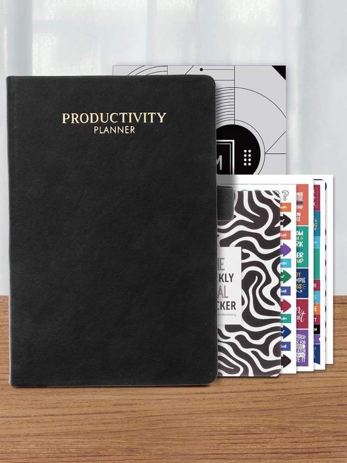 Veganistische A5 Productiviteitsplanner met Stickervellen en Maaltijdplanner