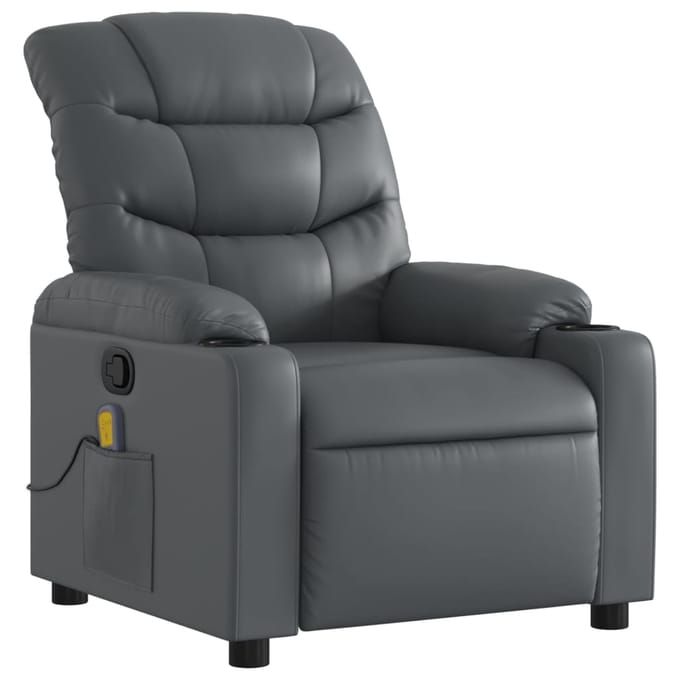 vidaXL - Massagestoel - van - grijs - kunstleer