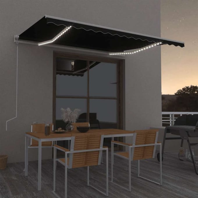 vidaXL - Luifel - automatisch - met - LED - en - windsensor - 450x350 - cm - antraciet