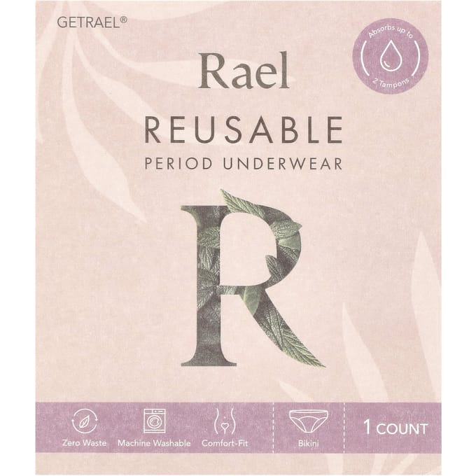 Rael, culotte menstruelle lavable, bikini, medium, noir, 1 pièce gray