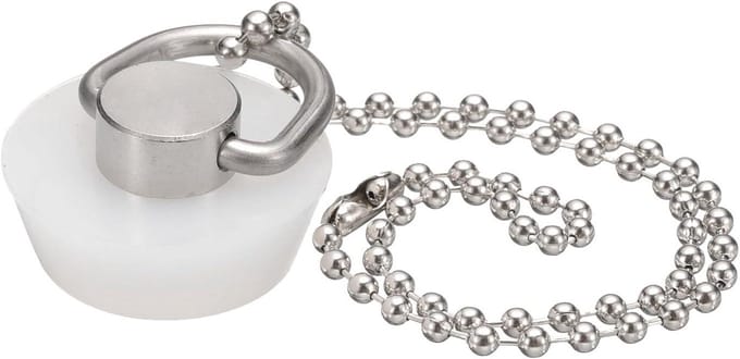 Afvoerstopper - Badstop Spoelbak - Water Vasthouden - Met Parelketting - 25-28 mm - Wit