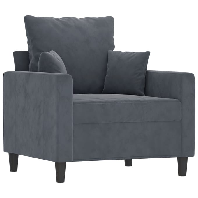 vidaXL - 3-delige - Loungeset - met - kussens - fluweel - donkergrijs