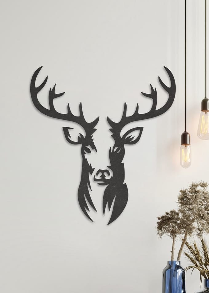 Wanddecoratie dieren | Hert 2-delig - L (55x60cm)