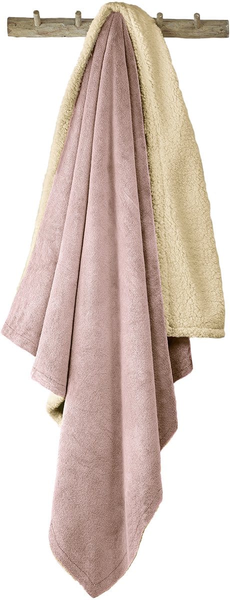 De Witte Lietaer Teddy Fleece Plaid Laya - Vieux Rose - L - 150 x 200 cm - Polyester