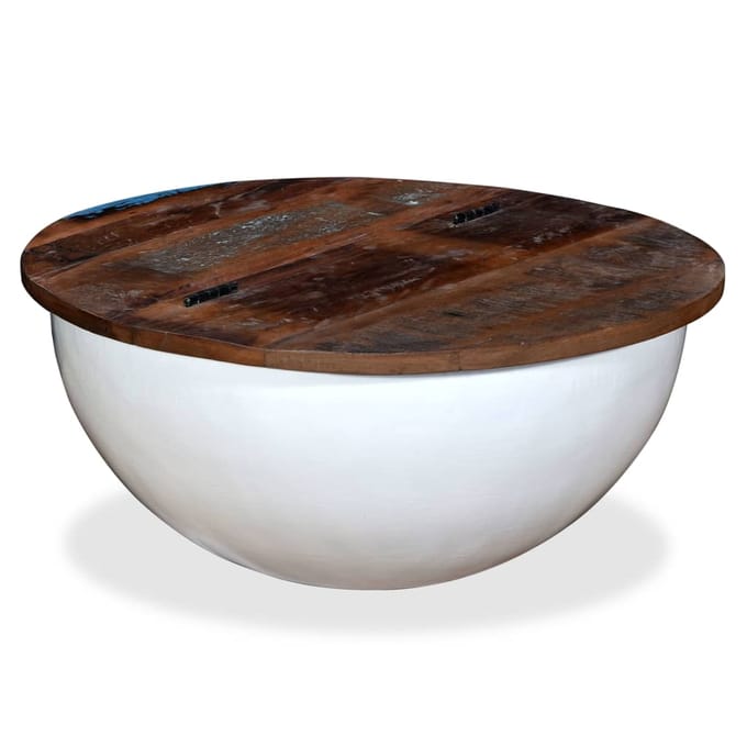 vidaXL - Salontafel - komvormig - massief - gerecycled - hout - wit