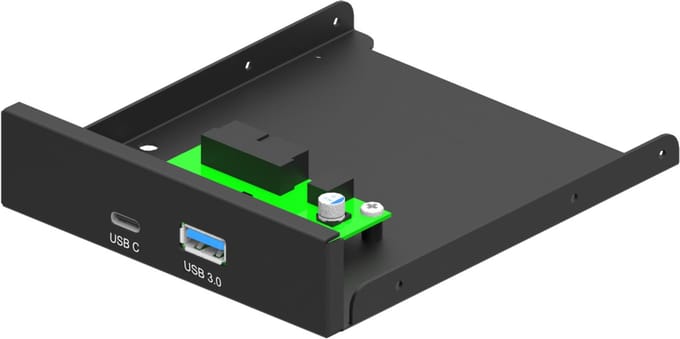 Intern 3.5'' frontpaneel, USB 3.1 Type-A + Type-C poort, zwart