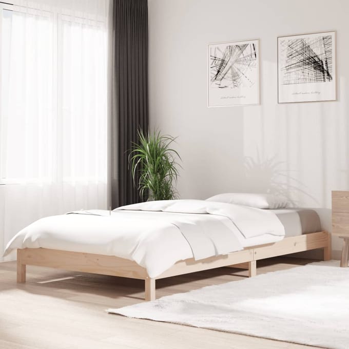 vidaXL - Bed - stapelbaar - 100x200 - cm - massief - grenenhout