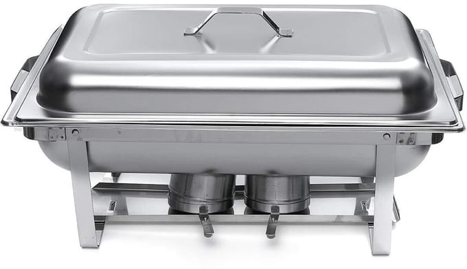 Buffet Server - Warmhoudbak - Gerechten Warm Houden - Drie Bakken - 20 x 13 Inch - Zilverkleurig