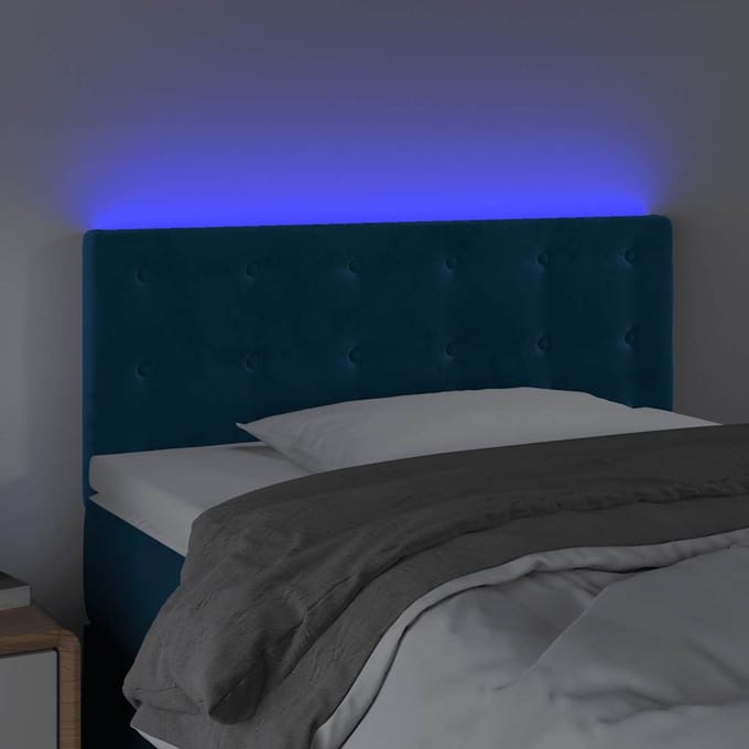 vidaXL - Hoofdbord - LED - 80x5x78/88 - cm - fluweel - donkerblauw