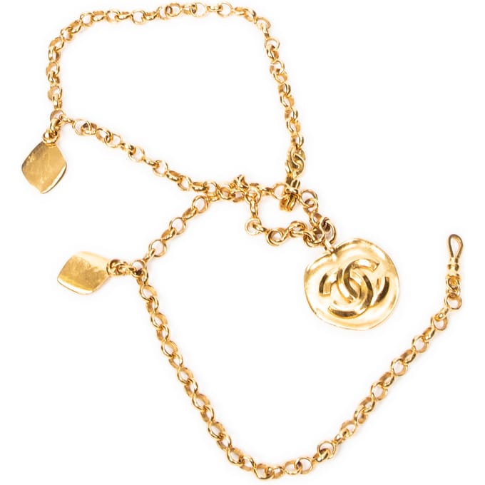 CC Medallion Pendant Chain Necklace  Ketting