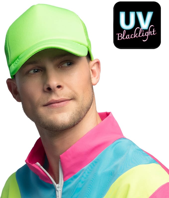 Boland - Pet Fluo neongroen Neon,Groen - 56-62 - Volwassenen - Unisex - 80's & 90's - Disco