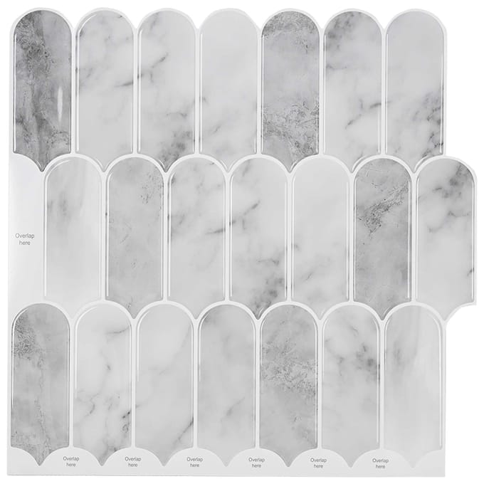 vidaXL - Veer - Tegel - 20 - st - Grijs - Marmer - 30 - x - 30 - cm - Polyurethaan - en - PET