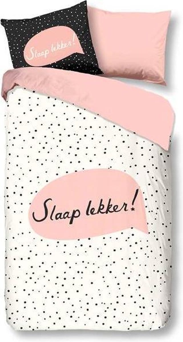 Snoozing - Slaap Lekker - Flanel - Dekbedovertrek - Junior - 120x150 cm + 1 kussensloop 60x70 cm - Off-White