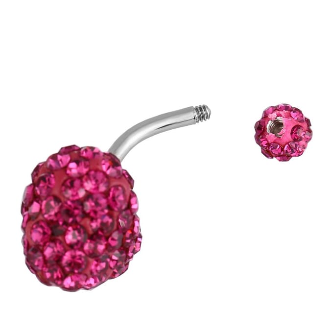 2 stuks/set Strass Buik Navelpiercing Ring Staafje Roestvrij Staal Piercing Sieraden (Roze) pink