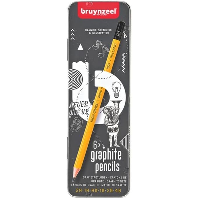 Bruynzeel Teens - Grafietpotloden - Burotek - Blik van 6 stuks