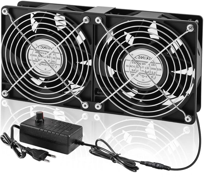 Ventilator Set - Koelventilator Axiale Ventilator - Apparaten Koelen - Met Snelheidsregelaar - 2 x 120 mm - Zwart
