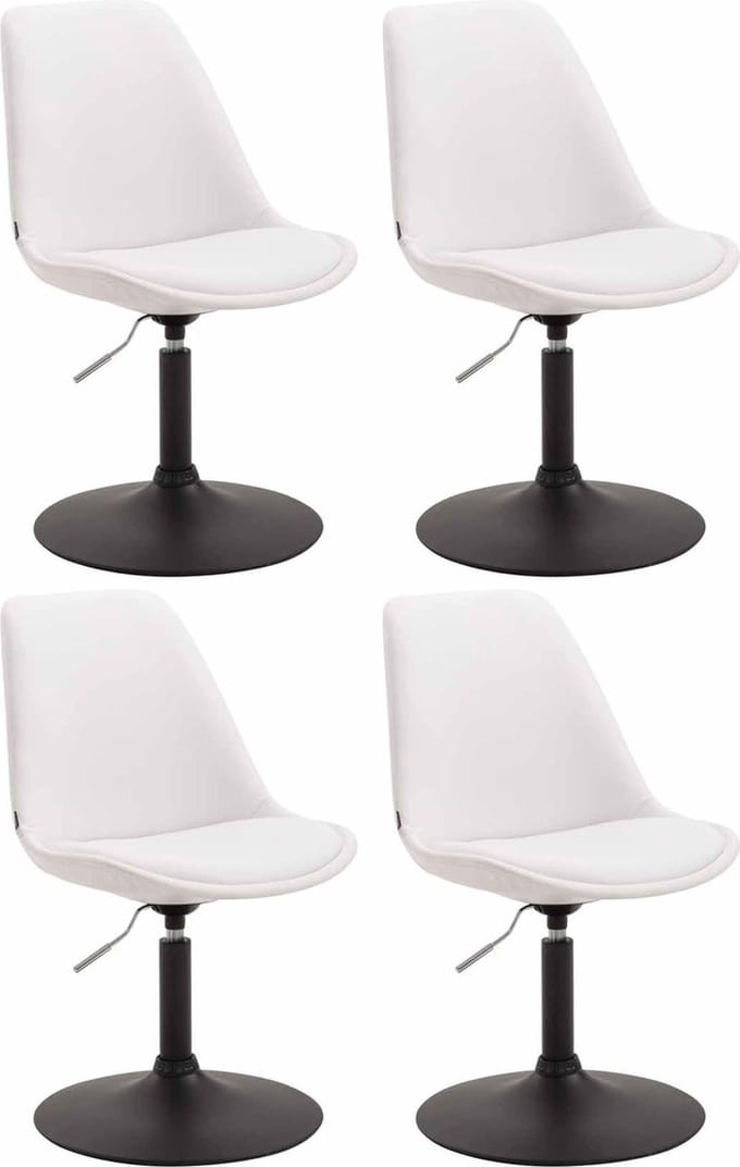 CLP Maverick Set van 4 Eetkamerstoelen - Kunstleer wit zwart