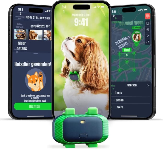 DYNA® GPS Tracker hond - GPS Tracker - GPS Trackers - Groen/Blauw - 12cm x 11cm x 5cm