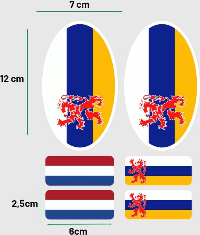 Limburgse vlag stickers auto – Set met 6 autostickers