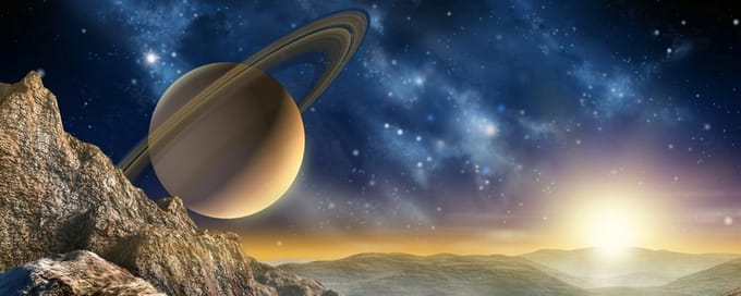 Fotobehang - Spacescape 375x150cm - Vliesbehang