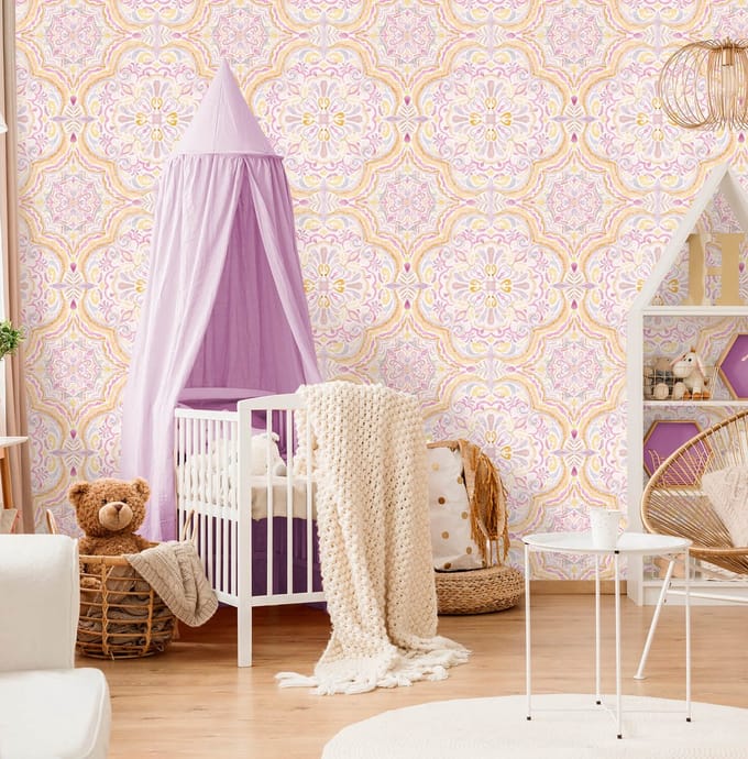 INGK Kinderbehang - Olive & Noah - Sweet Ornament (lilac)