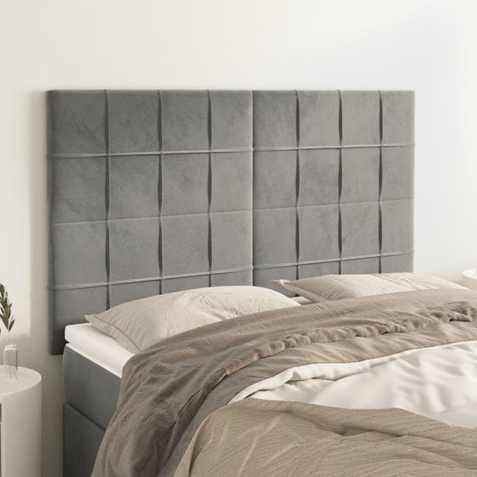 vidaXL - Hoofdbord - lichtgrijs - 144x5x118/128 - cm - fluweel