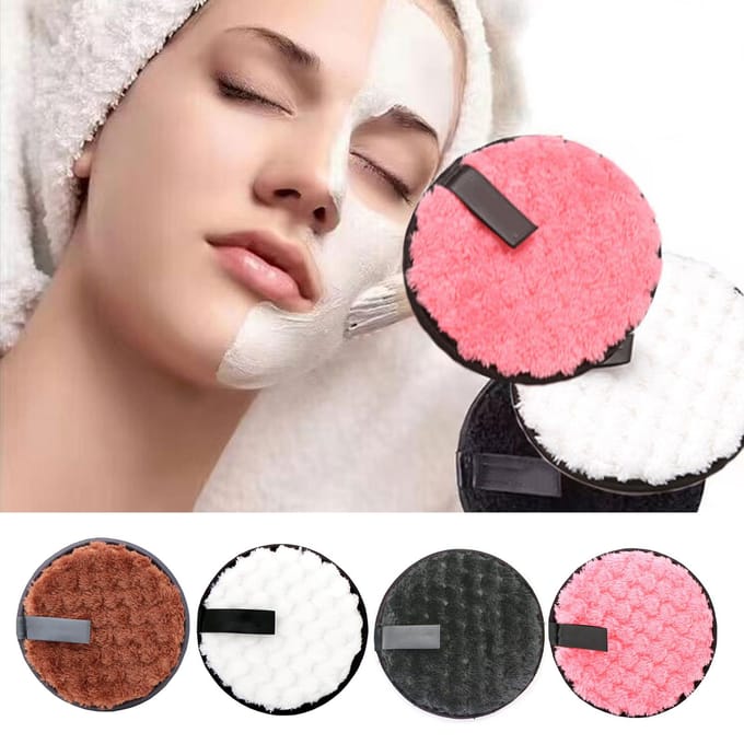 4 stuks Make-up Verwijderingspads Rond Dubbelzijdig Herbruikbaar Zacht Draagbaar Wasbaar Make-up Microvezel Pad brown