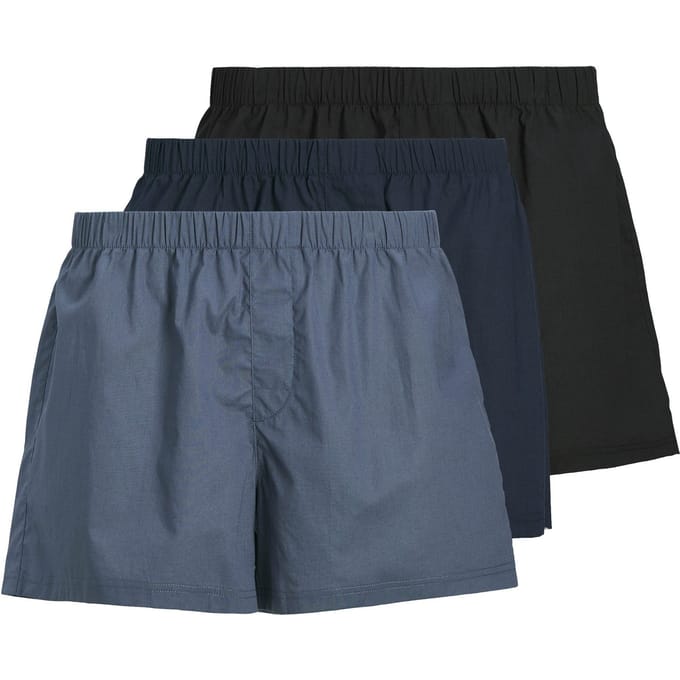Jack & Jones Heren wijde boxershorts geweven katoen jacmilano 3-pack donkerblauw/zwart