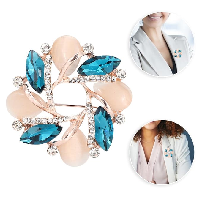 Broche Strass Femme Mode Alliage Épingle de Col Accessoire Vêtement Bijou Cadeau beige