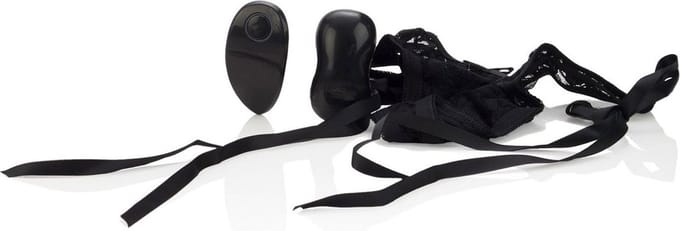 CalExotics - 10-Function Thong with Ties - Stimulator Zwart