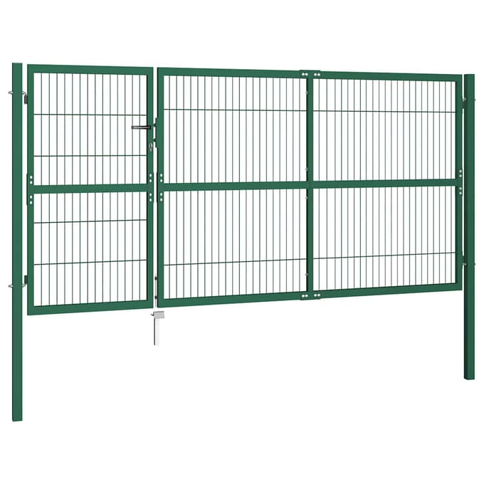 vidaXL Tuinhek met palen 350x140 cm staal groen