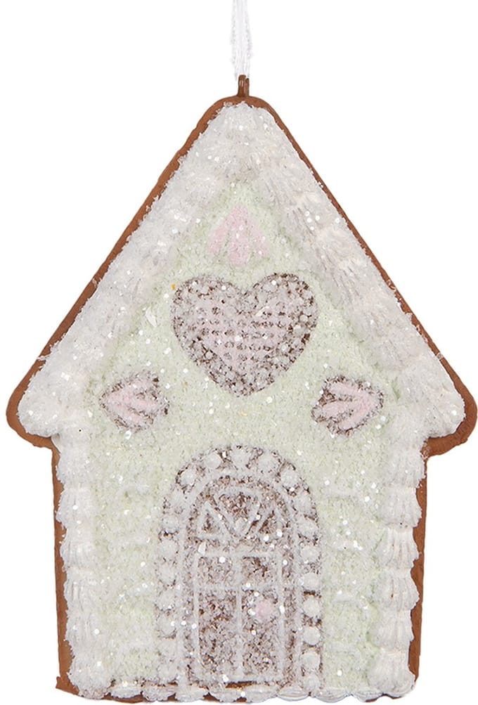 Clayre & Eef Kersthanger Gingerbread house 8x1x10 cm Groen Kunststof