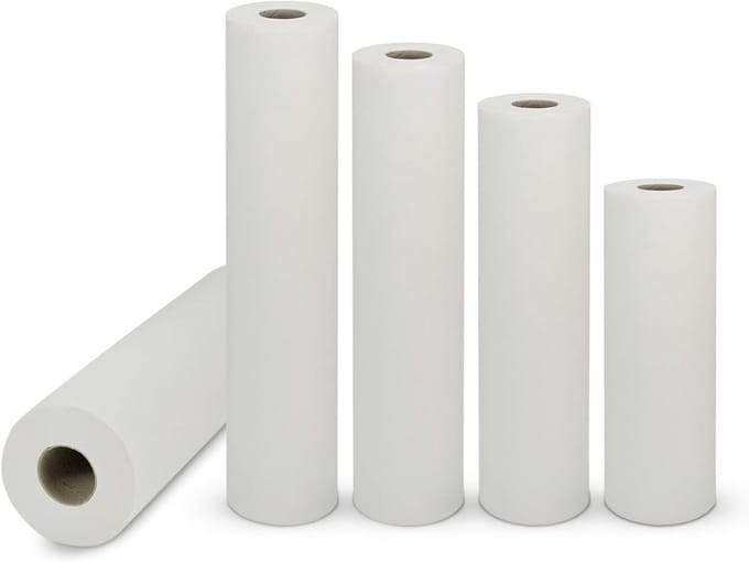 2-Laags Geperforeerde Onderlegger voor Onderzoekstafels - 50m Wit Papierrol