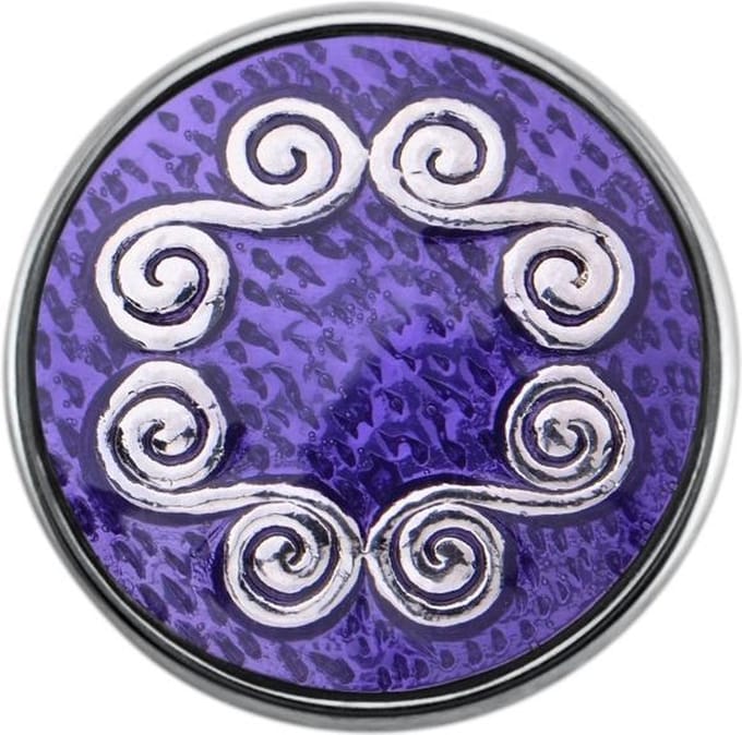 Quiges - Dames Click Button Drukknoop 18mm Infinity Golven Paars - EBCM248