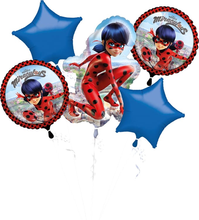 RIETHMULLER - Boeket van 5 aluminium Ladybug ballonnen