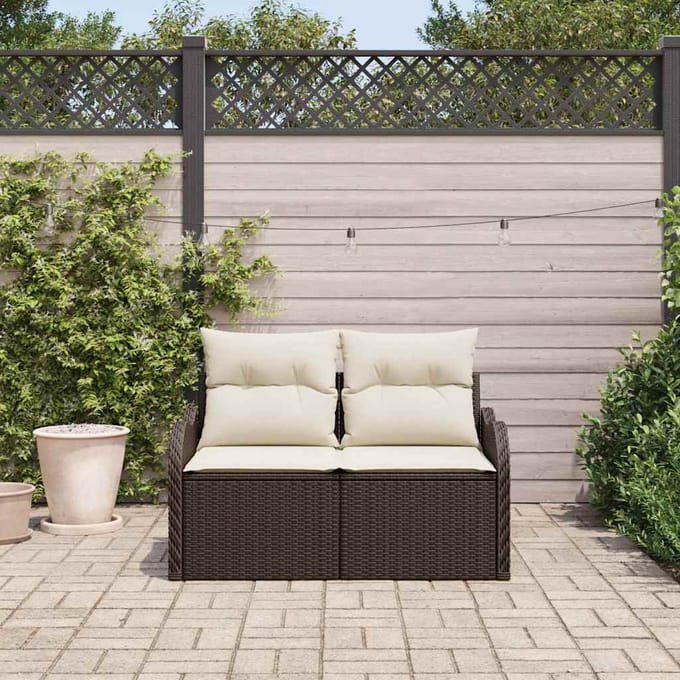 vidaXL - Tuin - Sofa - met - kussen - Bruin - 121 - x - 62 - x - 69cm - poly - rattan