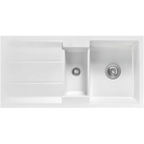 Systemceram Keradomo Genea 100 F sink reversible for flush mounting with excenter operation , without tap hole 559202-12