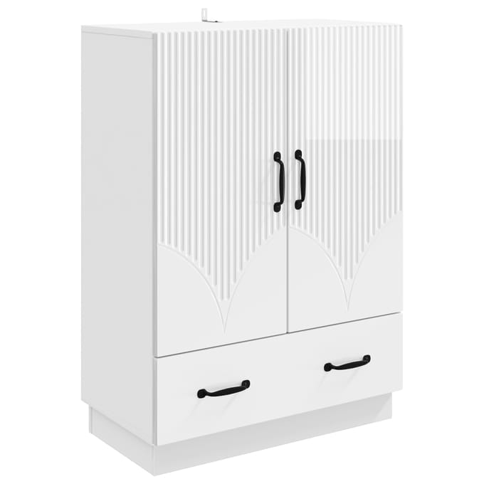 vidaXL - Dressoir - met - lade - Hoogglans - Wit - 66 - x - 34,5 - x - 92 - cm - Bewerkt - hout