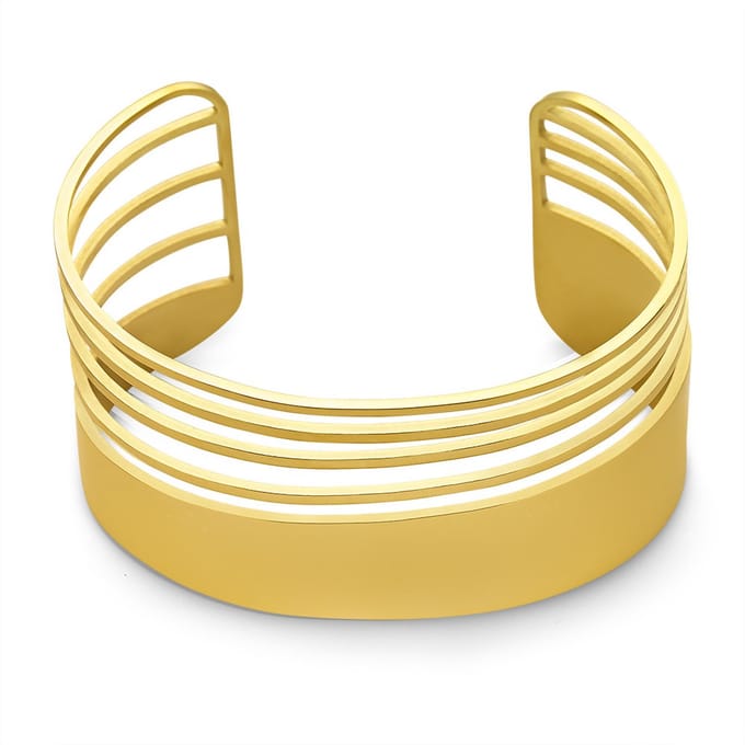 Twice As Nice Armband in goudkleurig edelstaal, bangle, 5 rijen 19cm