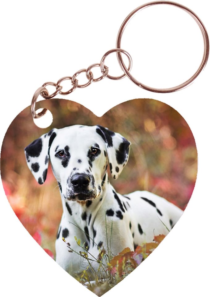 Sleutelhanger hartje 5x5cm - Dalmatier Liggend