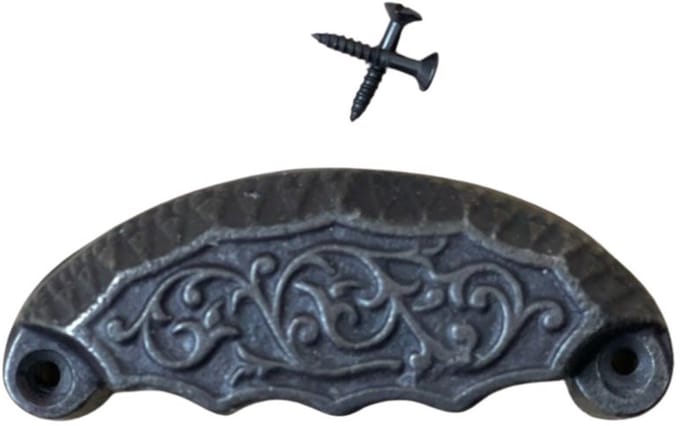 Ornate Vine Cup Pull Handle Antique Iron