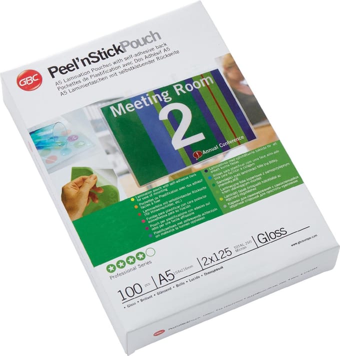 GBC Peel'n Stick - 100-pack - glossy - 154 x 216 mm - lamination pouches with adhesive back