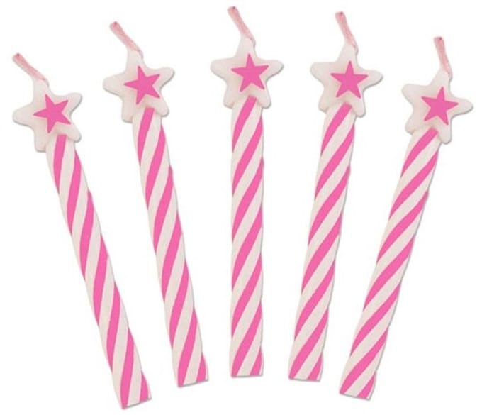 8 roze stercakekaarsen