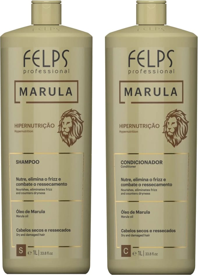 Felps Professional | Marula Shampoo & Conditioner Kit | Dry And Damaged Hair | (2x) 1000 ml