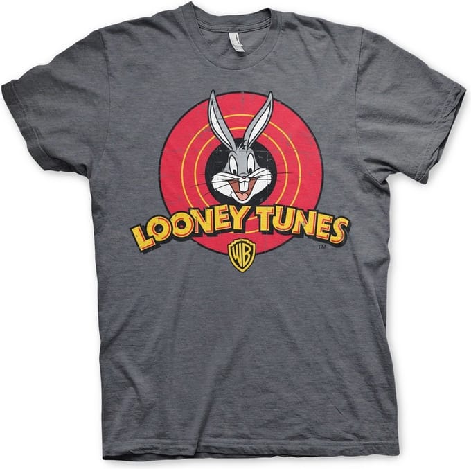 Looney Tunes T-shirt met verweerd logo, donker gemêleerd