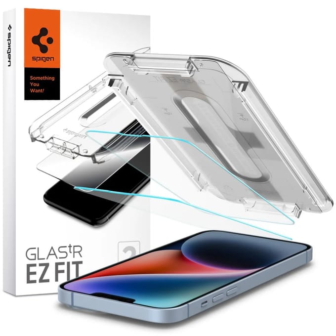 Spigen Screen Protector Geschikt voor Apple iPhone 17e / 16e / 14 / 13 / 13 Pro - EZ Fit GLAS.tR - 9H Tempered Glass - Case Friendly - Gemakkelijke Installatie - 2-Pack