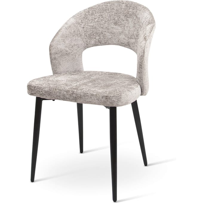 Milton & Oldbrook Chenille Eetkamerstoel Barcelona Licht Grijs - Zwart