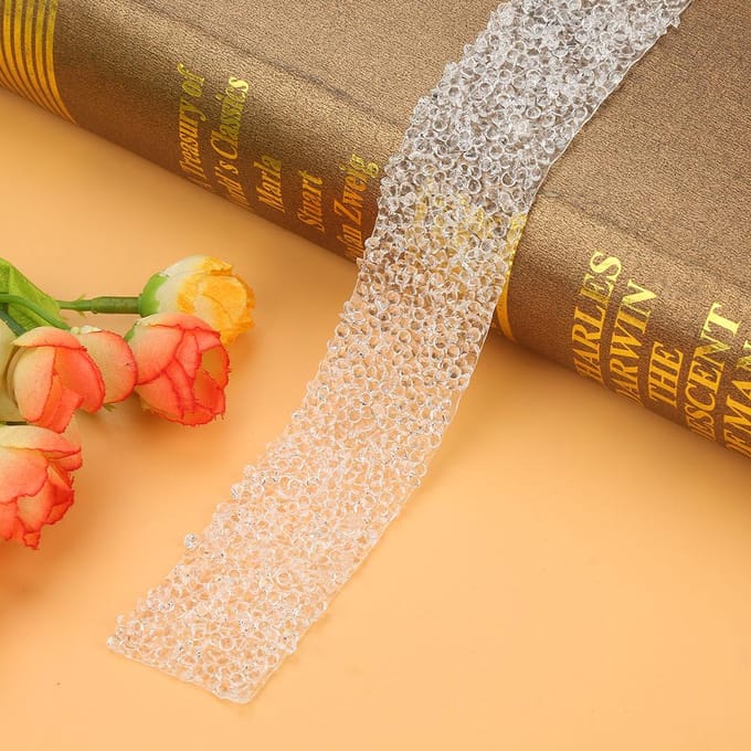 1 yard 30mm Diamant Mesh Wrap Rol Glitter Kristal Strasslint Decoratie (Wit)
