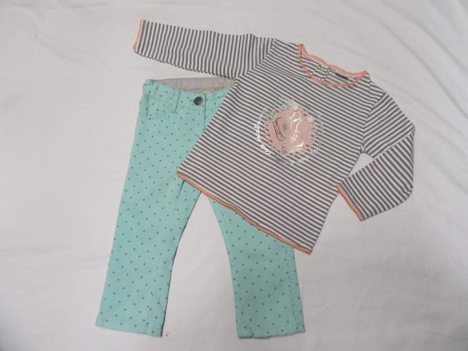 dirkje , meisje, kledingset , ensemble , tshirt + lange broek , 2 jaar 92