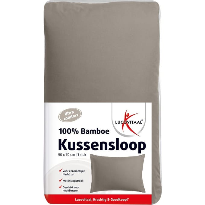 Lucovitaal 100% Bamboe Kussensloop Taupe 50 x 70 cm
